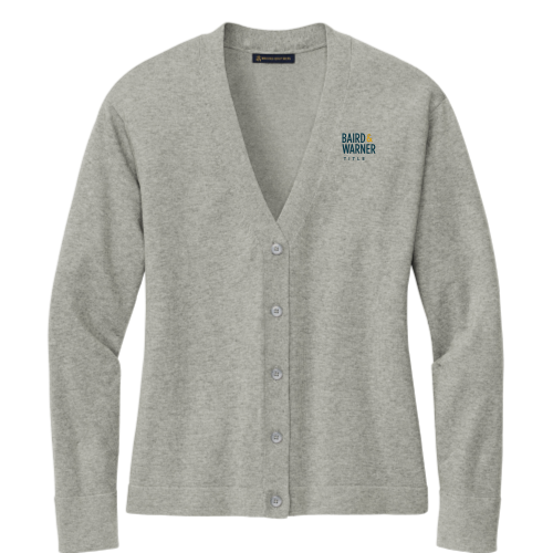 BairdWarnerTitleServices - Brooks Brothers Women's Cotton Stretch Cardigan Sweater Grey